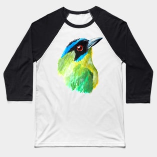 Blue Crowned Motmot Head Baseball T-Shirt